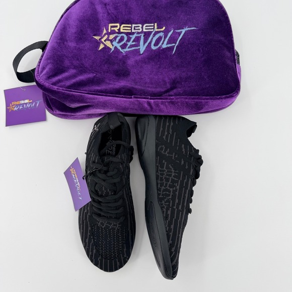 NWT Rebel Athletic Revolt Black Knit Cheerleading Dance Shoe with Case Women 6